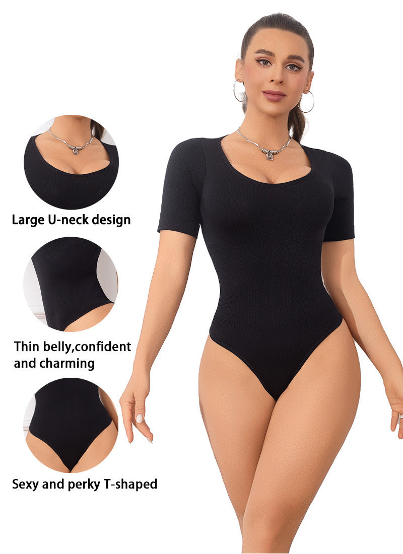 Short sleeved square neck shapewear