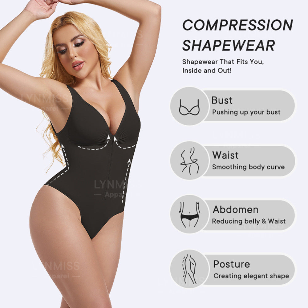 cinching belly tight fitting, zipper style shapewear