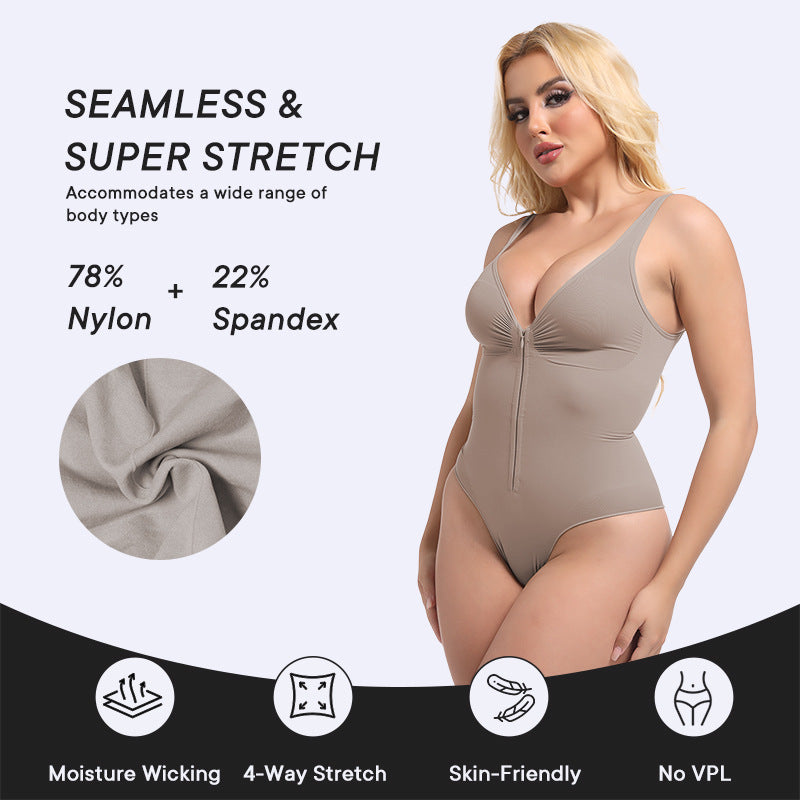 cinching belly tight fitting, zipper style shapewear