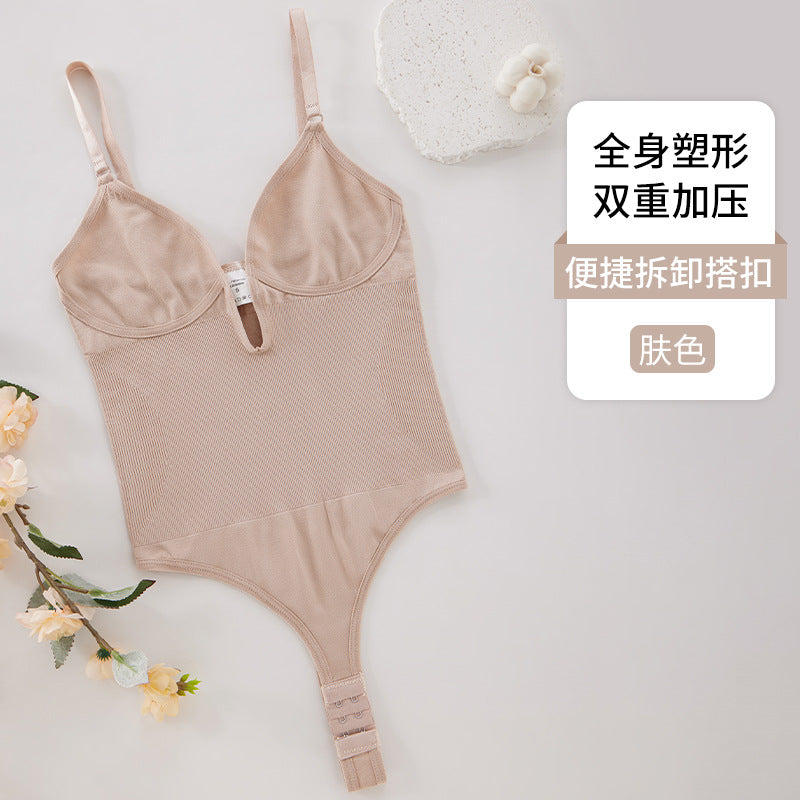 hip lifting shapewear thong jumpsuit