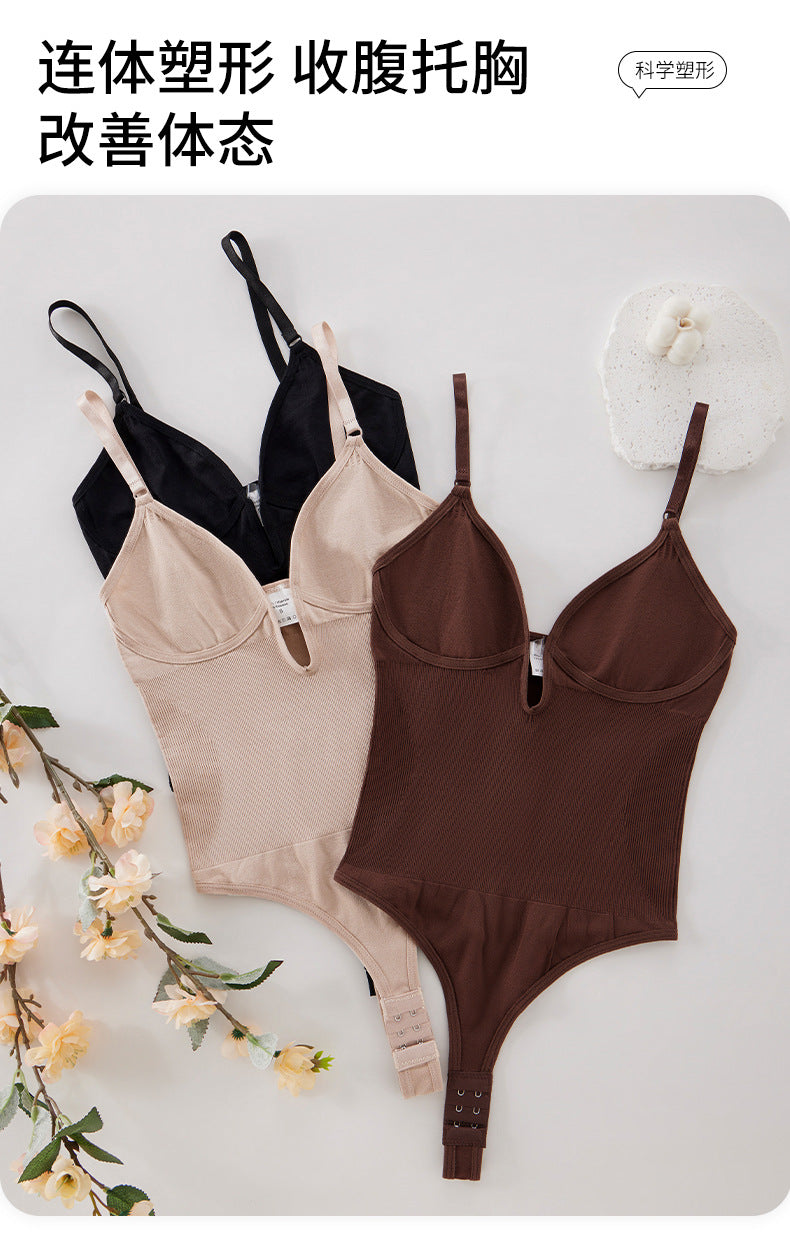 hip lifting shapewear thong jumpsuit