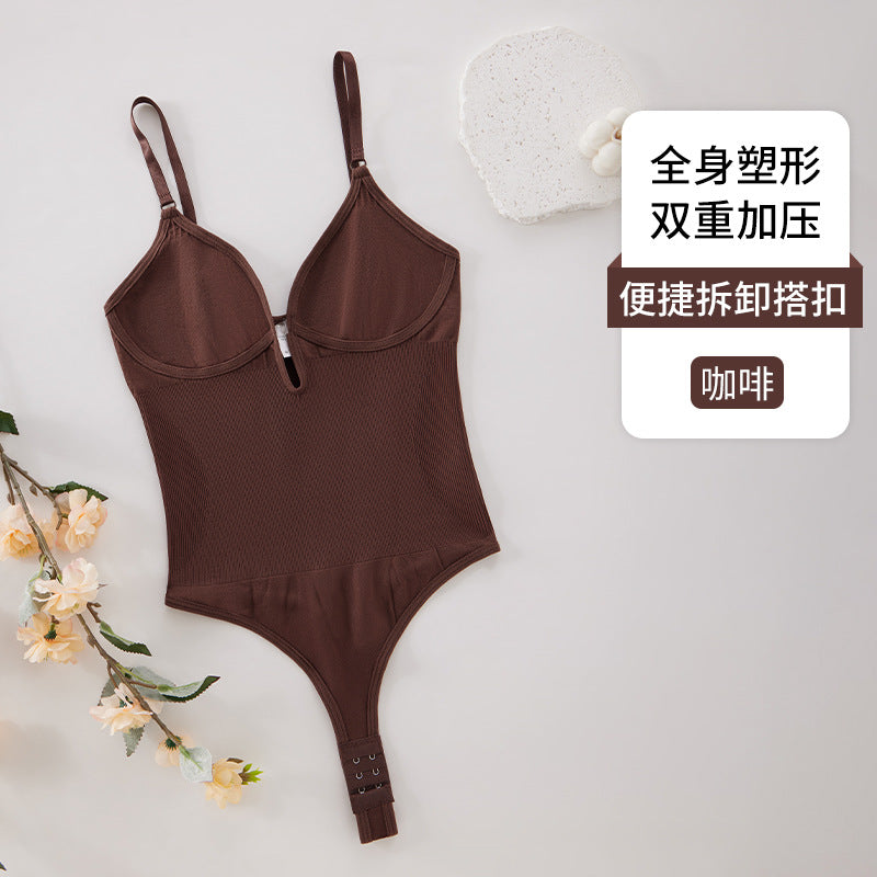 hip lifting shapewear thong jumpsuit