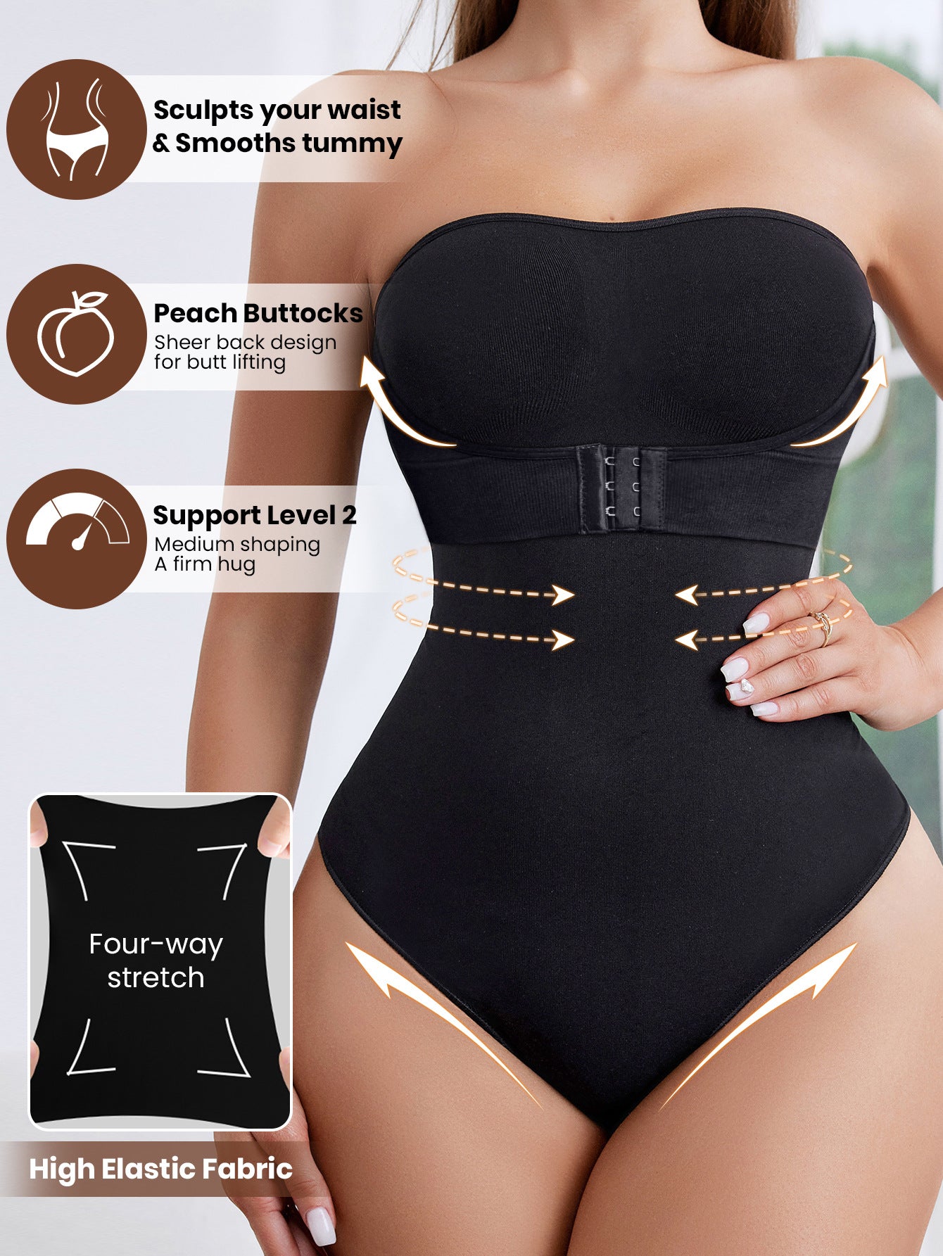 shoulder front buckle, invisible belt, and body enhancing garment