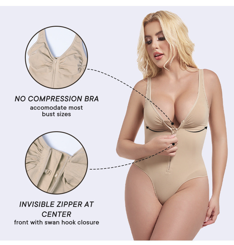 cinching belly tight fitting, zipper style shapewear