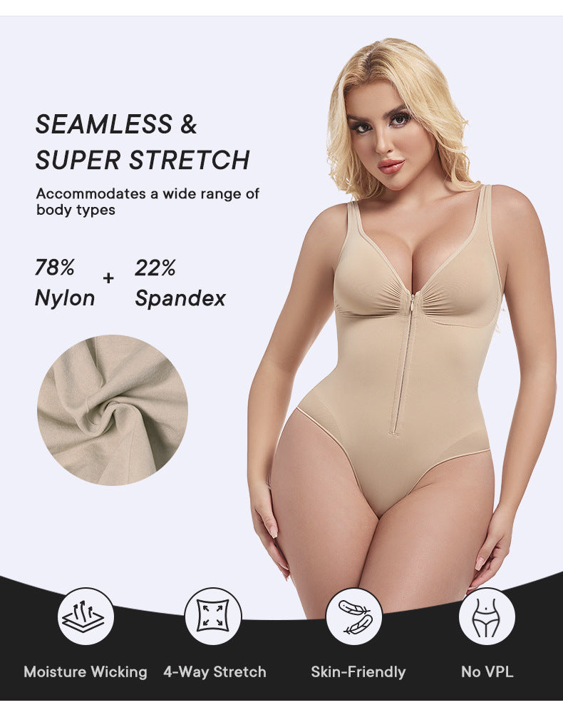 cinching belly tight fitting, zipper style shapewear