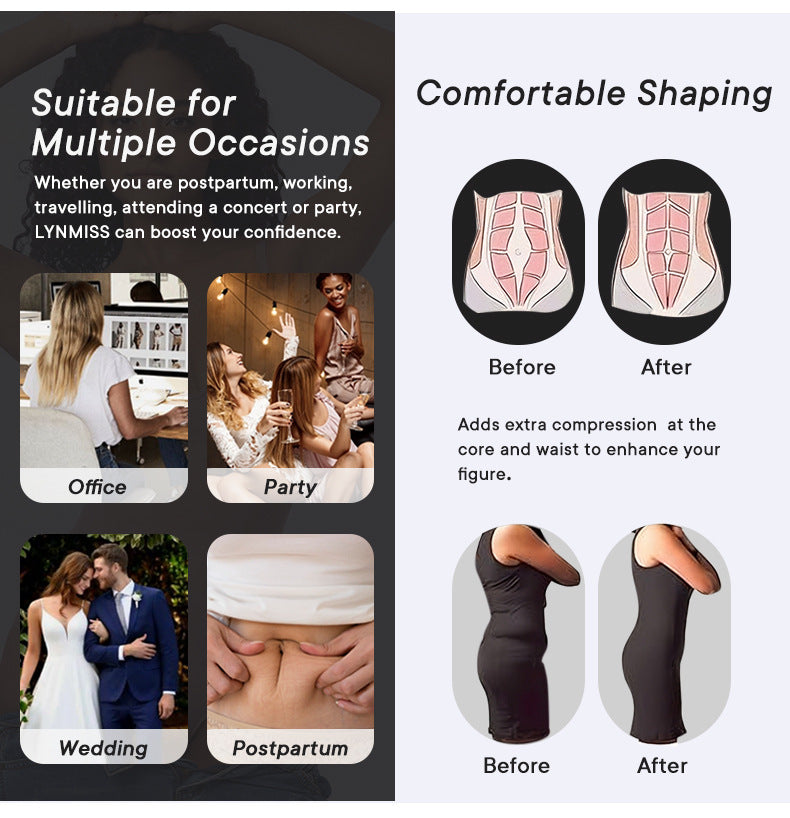 cinching belly tight fitting, zipper style shapewear