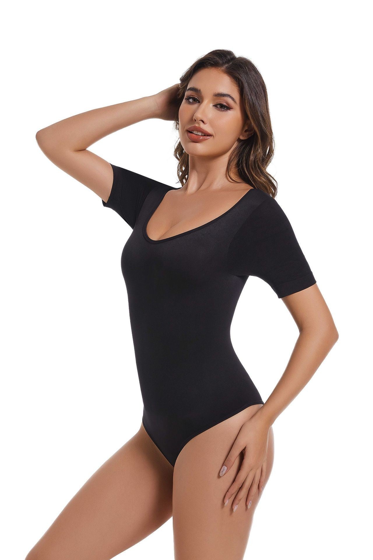 short sleeved thong shapewear
