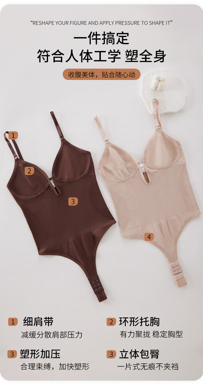 hip lifting shapewear thong jumpsuit