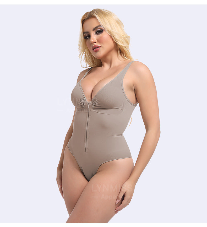 cinching belly tight fitting, zipper style shapewear