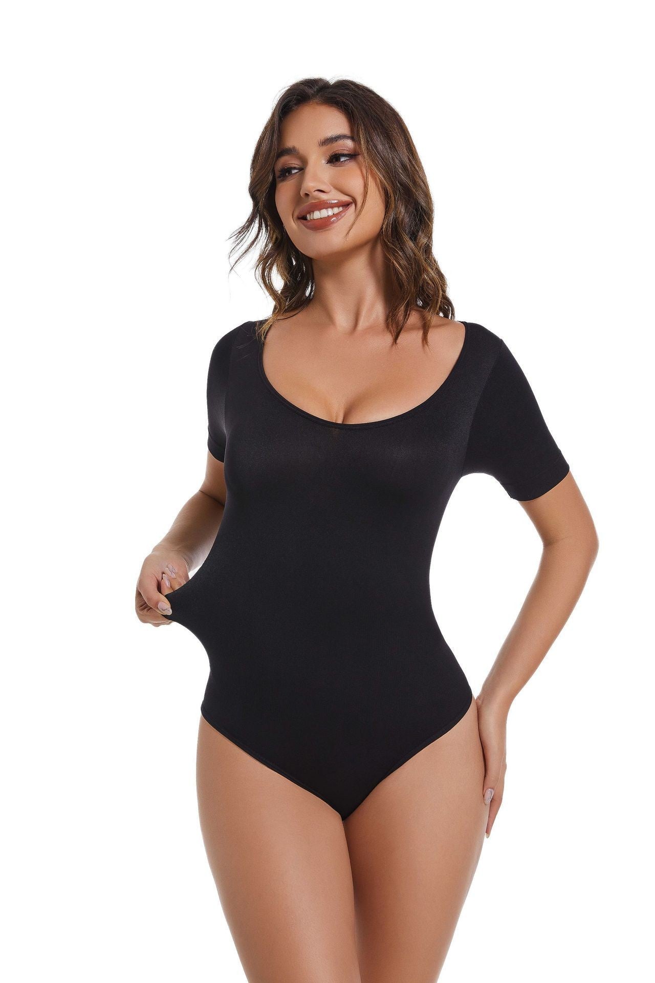 short sleeved thong shapewear