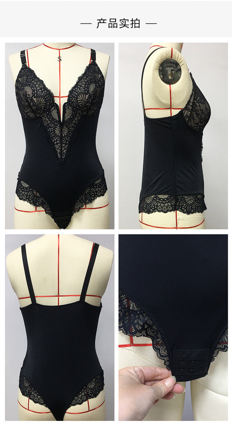 sexy  waist cinching and hip lifting corset jumpsuit